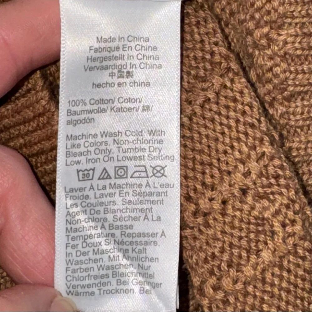 J.Crew Heritage Cotton Cable-Knit Cardigan Sweater Vest Brown Camel Men Sz XL
